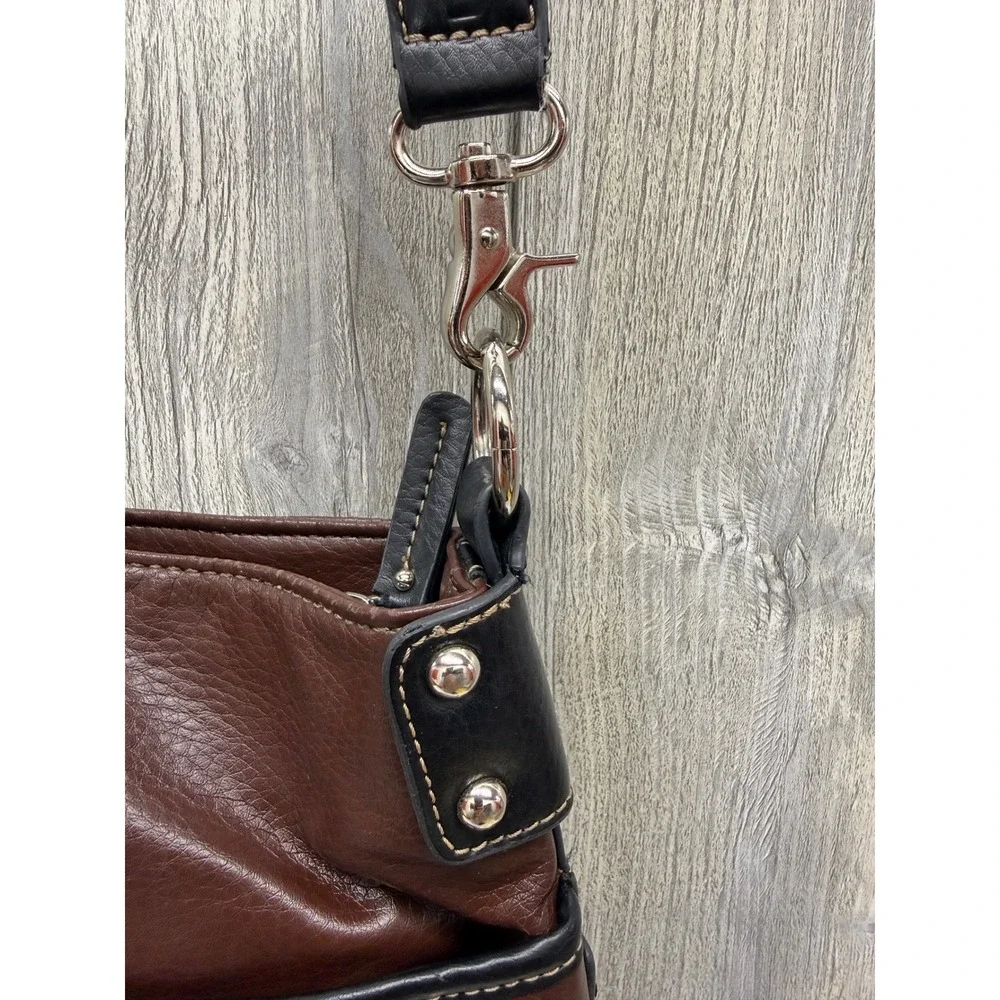 Tyler Rodan Brown Faux Leather Crossbody Bag Organizer Black Trim  Hardware